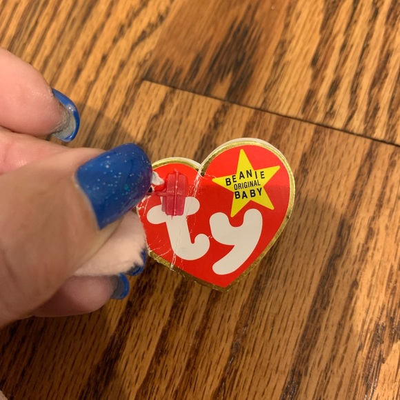 TY Beanie Baby *“Hoppity”.RETIRED *.All pale pink with white tail.Tag is bent. - Picture 4 of 5